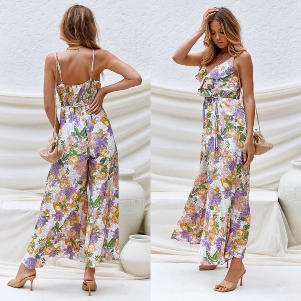 🆕 PURPLE MULTI FLORAL PRINT JUMPSUIT! - Picture 2 of 11